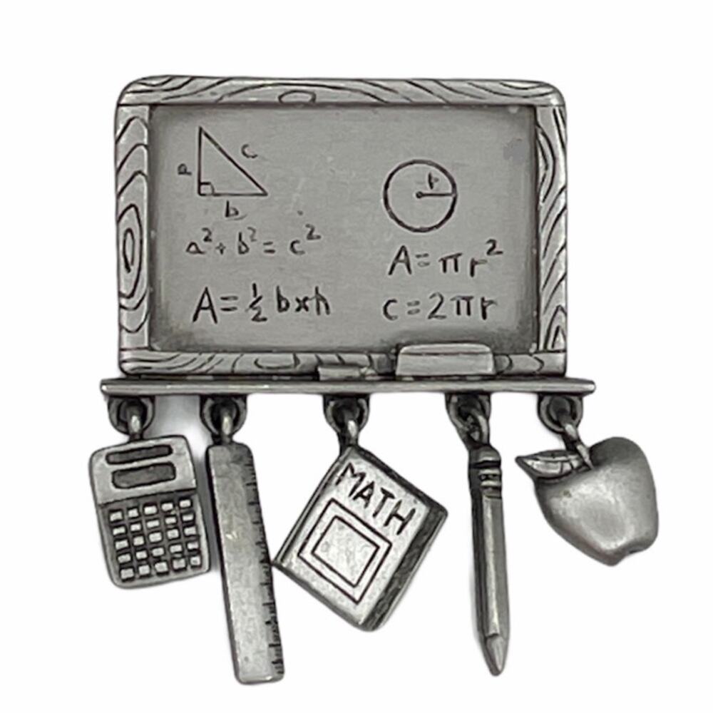 JJ Chalkboard and School Math Supplies Pin Vintage